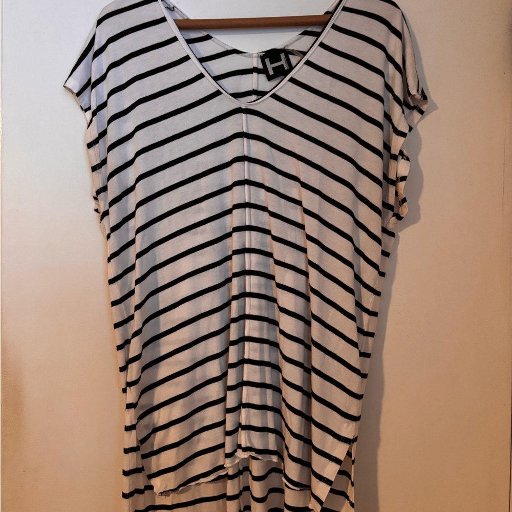 H by Bordeaux Black and White Striped Top